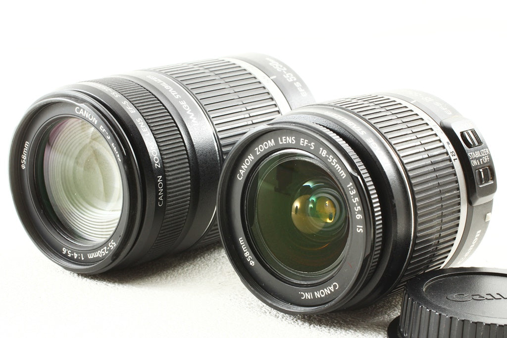 極上品◆Canon EF-S 18-55/3.5-5.6 IS EF-S 55-250/4-5.6 IS