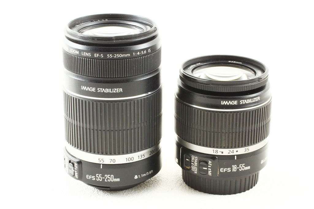 極上品◆Canon EF-S 18-55/3.5-5.6 IS EF-S 55-250/4-5.6 IS