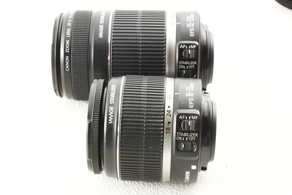 極上品◆Canon EF-S 18-55/3.5-5.6 IS EF-S 55-250/4-5.6 IS