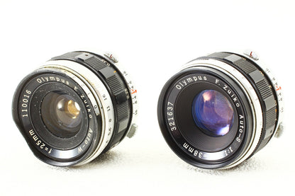 ジャンク品◆OLYMPUS PEN-FT F.ZUIKO Auto-S 38/1.8 E.ZUIKO auto-w 25/4