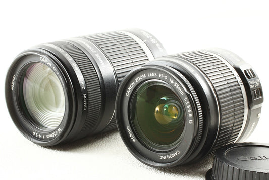 極上品◆Canon EF-S 18-55/3.5-5.6 IS EF-S 55-250/4-5.6 IS