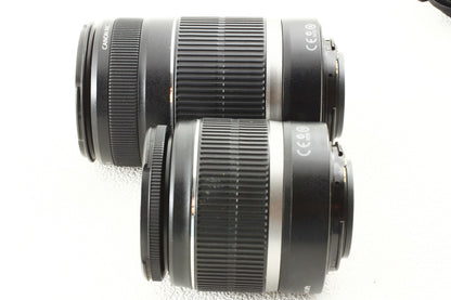 極上品◆Canon EF-S 18-55/3.5-5.6 IS EF-S 55-250/4-5.6 IS