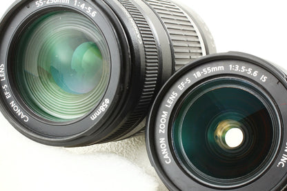 極上品◆Canon EF-S 18-55/3.5-5.6 IS EF-S 55-250/4-5.6 IS