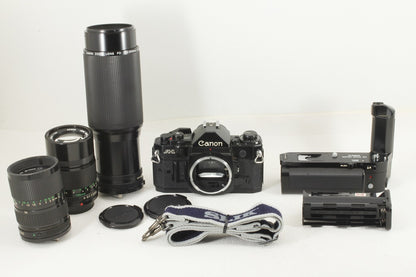 ジャンク品◆Canon A-1 レンズ3本 ワインダー