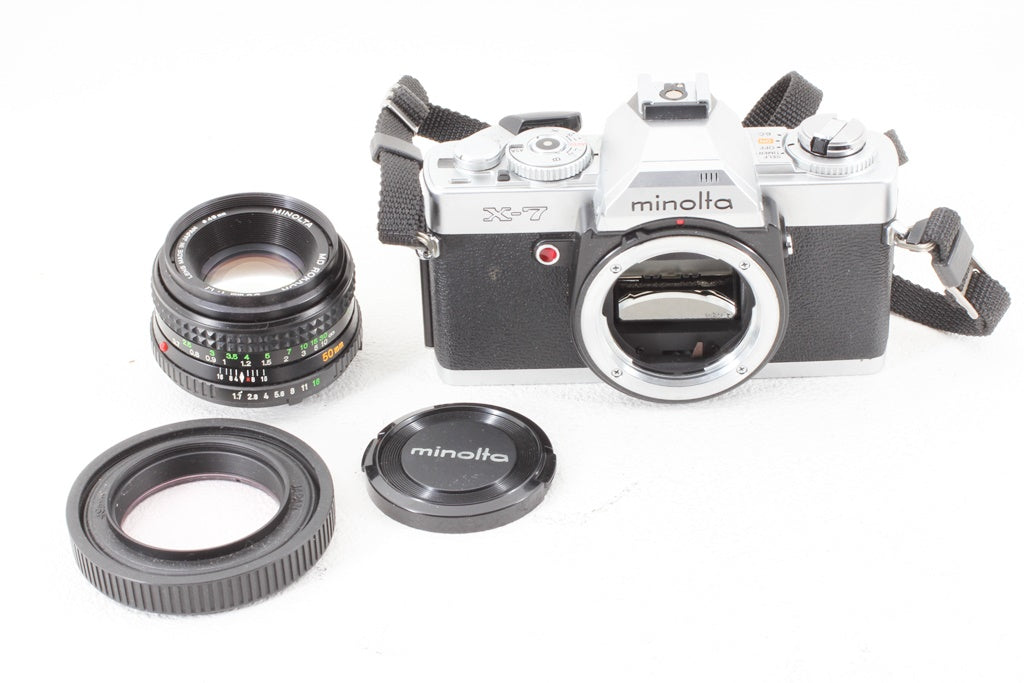 ジャンク品◆Minolta X-7 シルバー MD ROKKOR 50/1.7